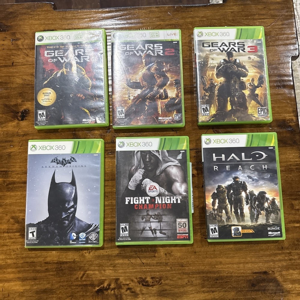 Xbox 360 Game Lot Bundle - Gears, Fight Night, Batman, Halo - Tested